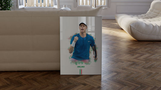 framed poster mockup of tennis player jannik sinner