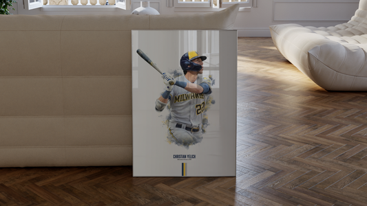 framed poster mockup of baseball player christian yelich