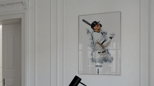 framed poster mockup of baseball player aaron judge playing for the new york yankees