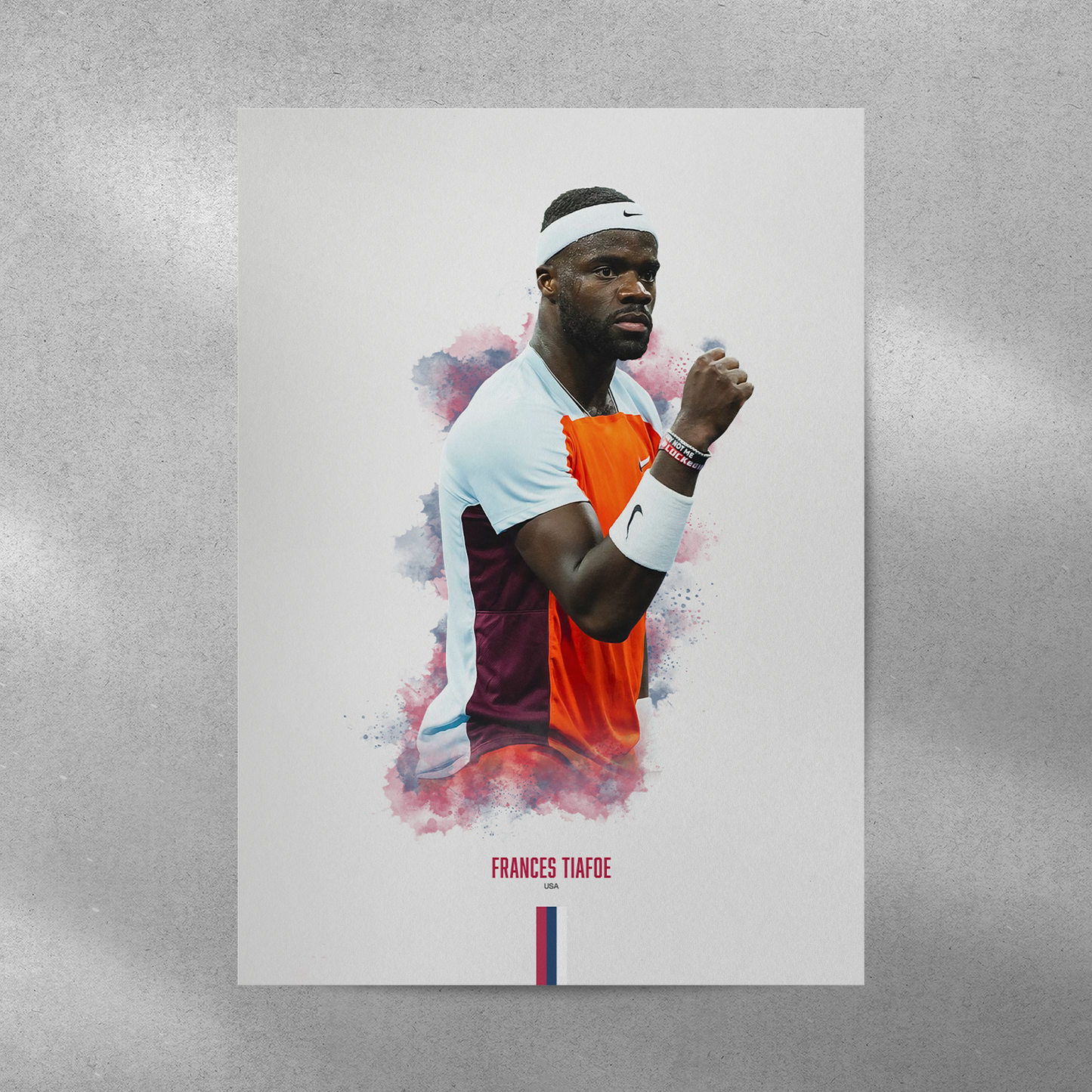 Poster of tennis player Frances Tiafoe on a gray background.