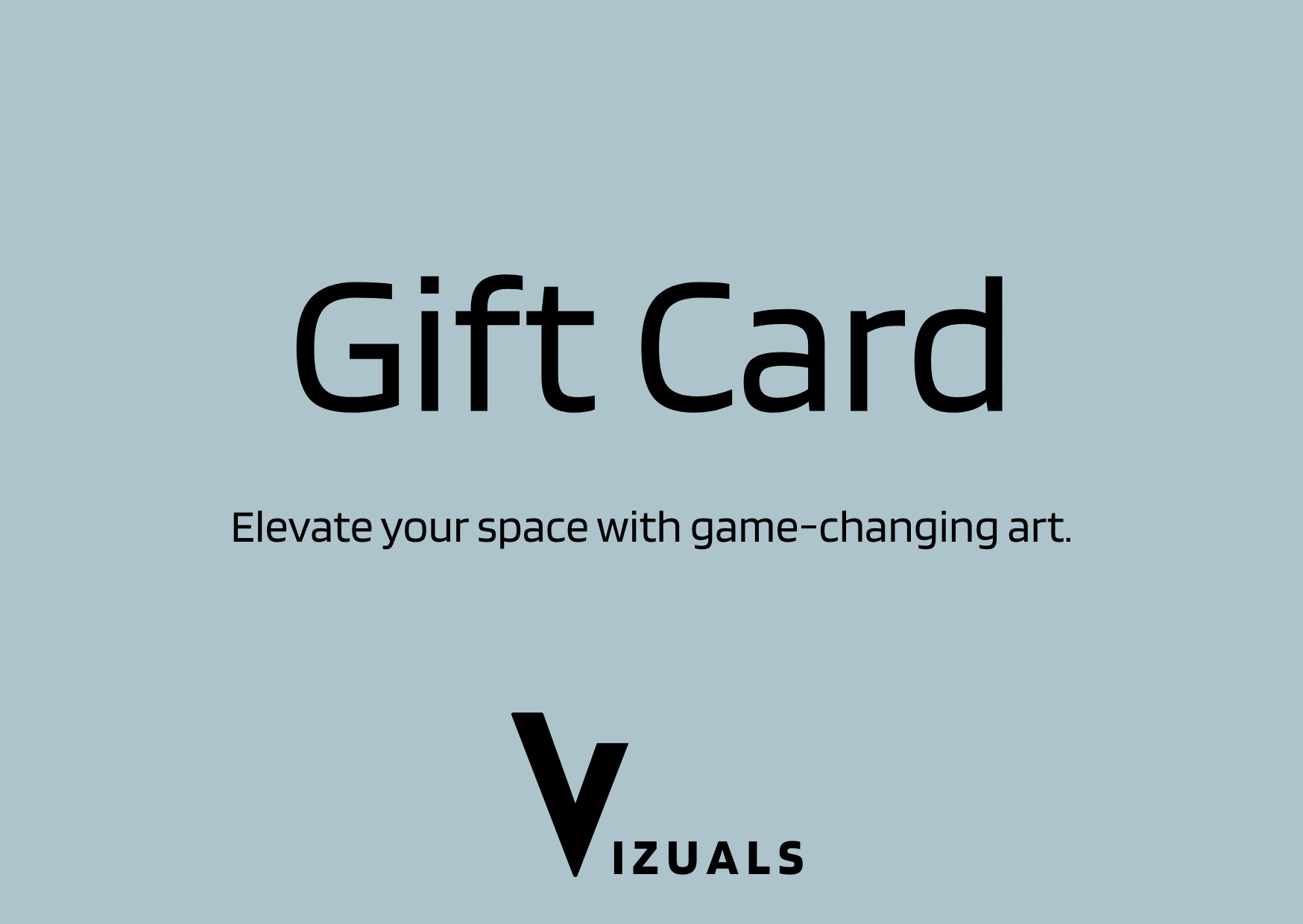 Gift card with 'Vizuals' branding on a light blue background