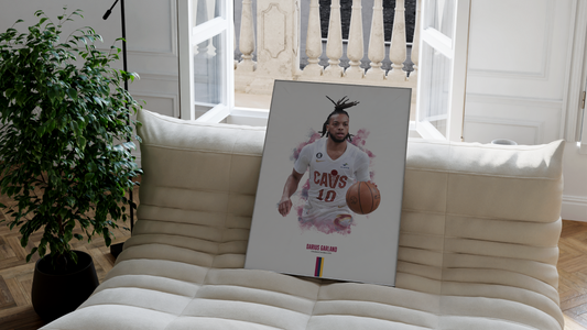 framed poster mockup of basketball player darius garland