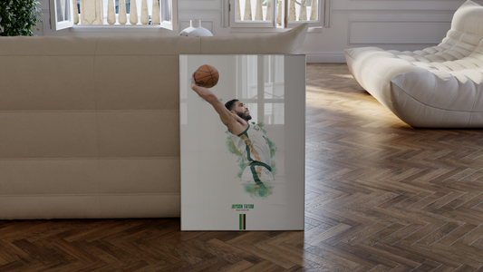 framed poster mockup of jayson tatum dunking.