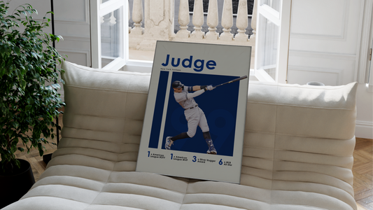 framed poster mockup of aaron judge playing for the new york yankees