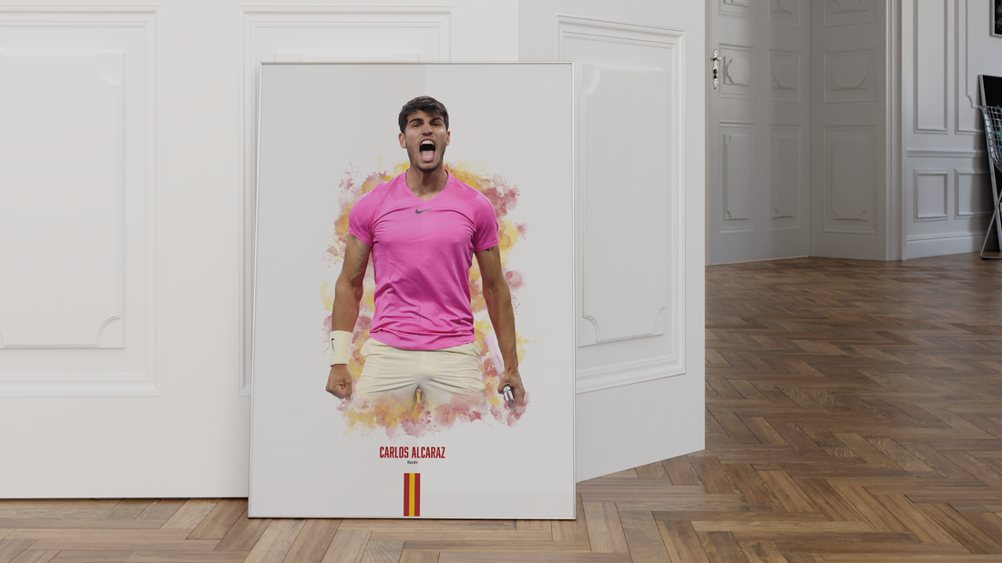 framed poster mockup of carlos alcaraz
