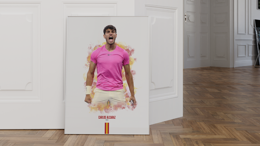 framed poster mockup of carlos alcaraz