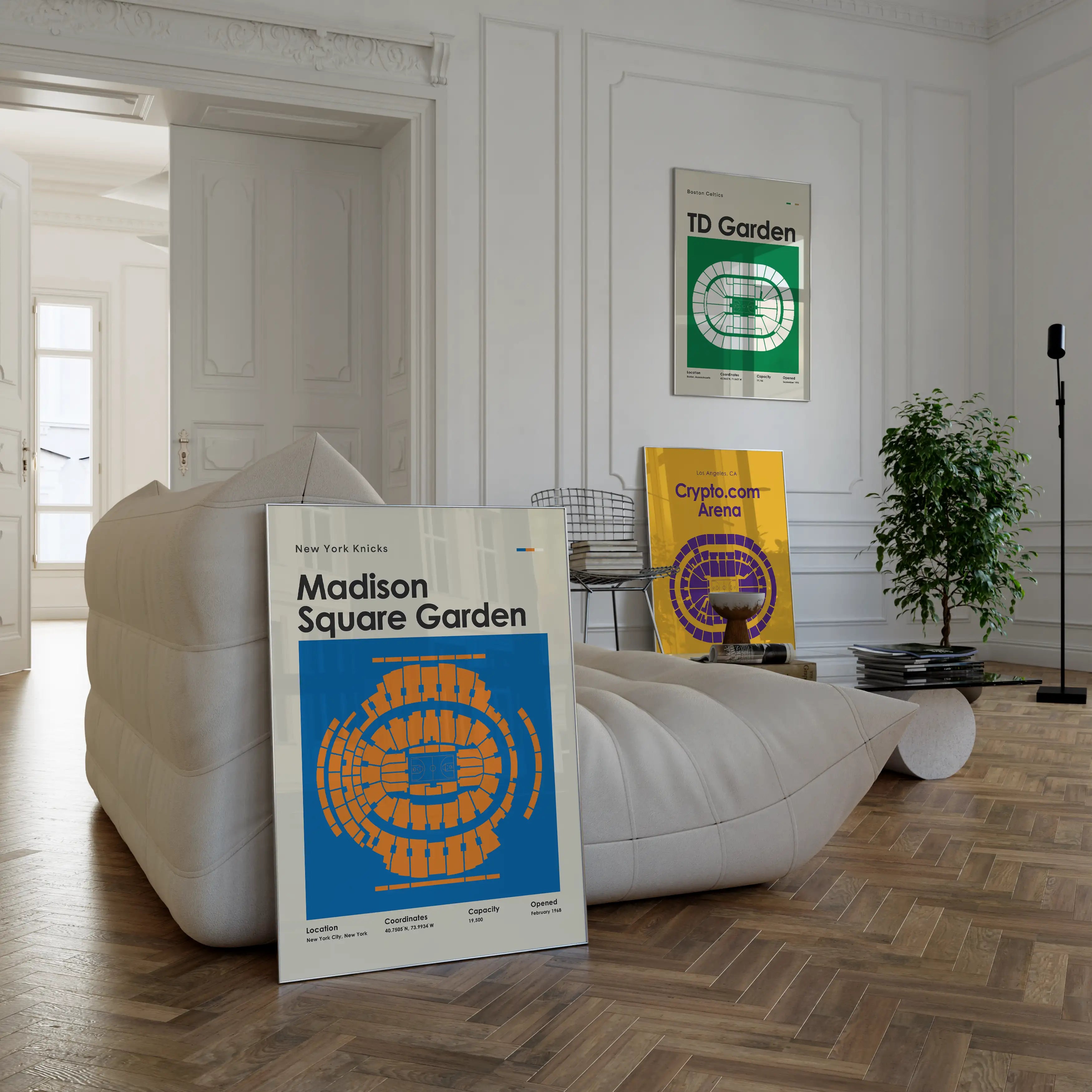 framed poster mockups of basketball players ja morant, anthony edwards, and jalen brunson