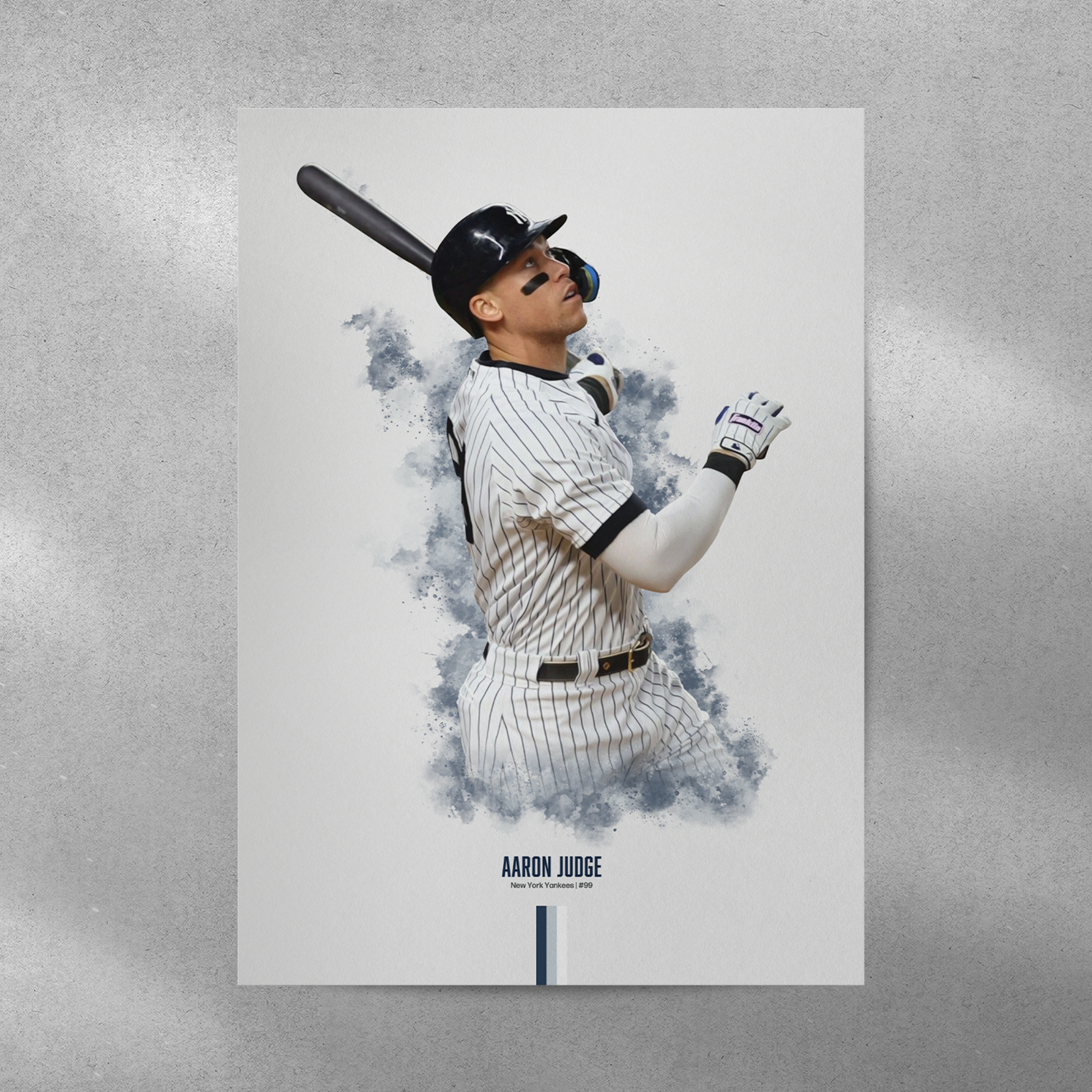 poster mockup of baseball player aaron judge on a grey wall