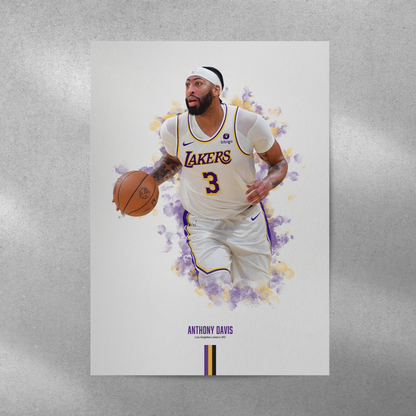 poster mockup of basketball player anthony davis on a grey wall