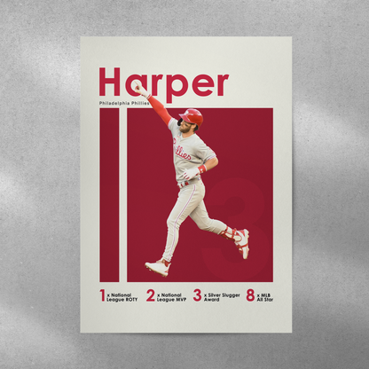 poster mockup of baseball player bryce harper on a grey wall