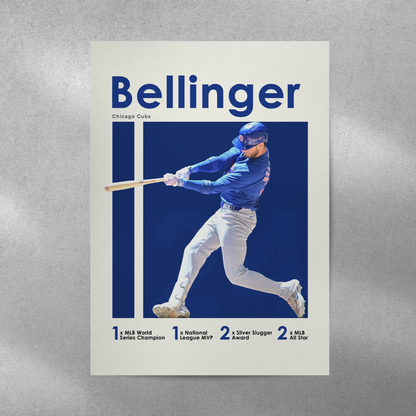 poster mockup of baseball player cody bellinger on a grey wall