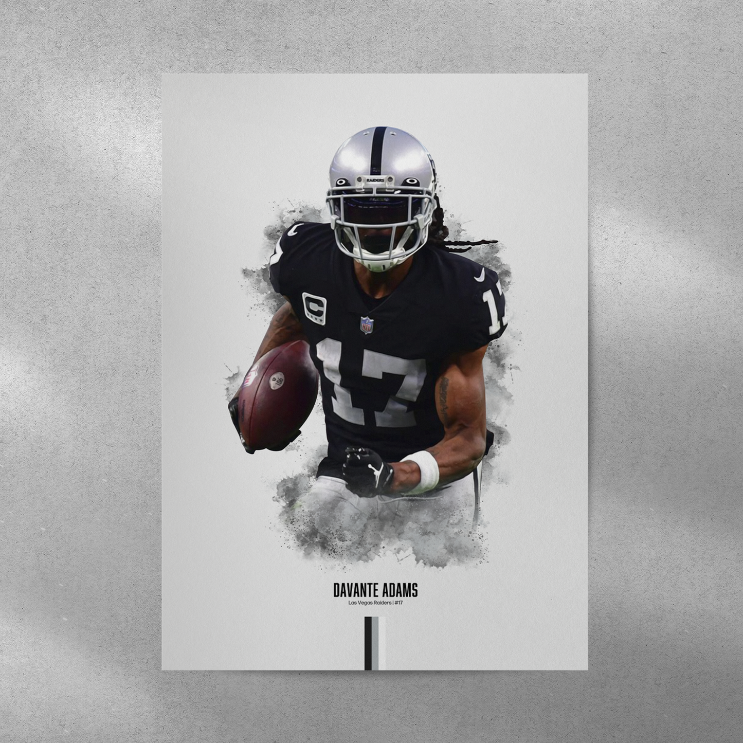 poster mockup of football player davante adams on a grey wall