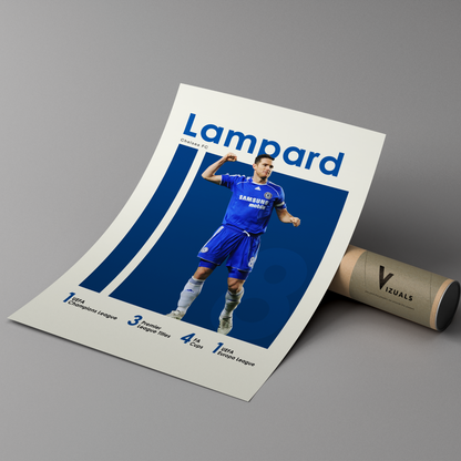 poster mockup of soccer player frank lampard leaning on a cardboard tube