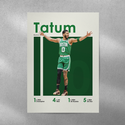 poster mockup of basketball player jayson tatum on a grey wall