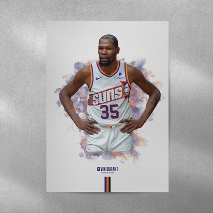 poster mockup of basketball player kevin durant on a grey wall