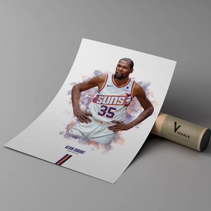 poster mockup of basketball player kevin durant leaning on a cardboard tube