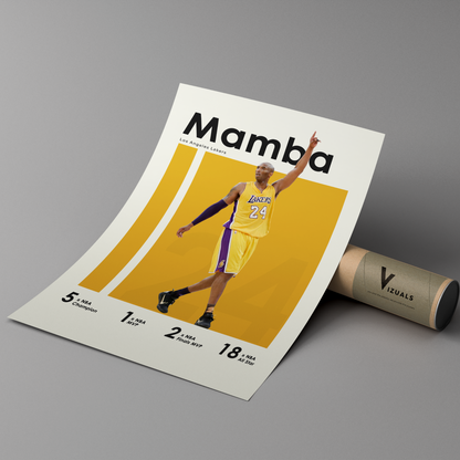 poster mockup of basketball player kobe bryant leaning on a cardboard tube