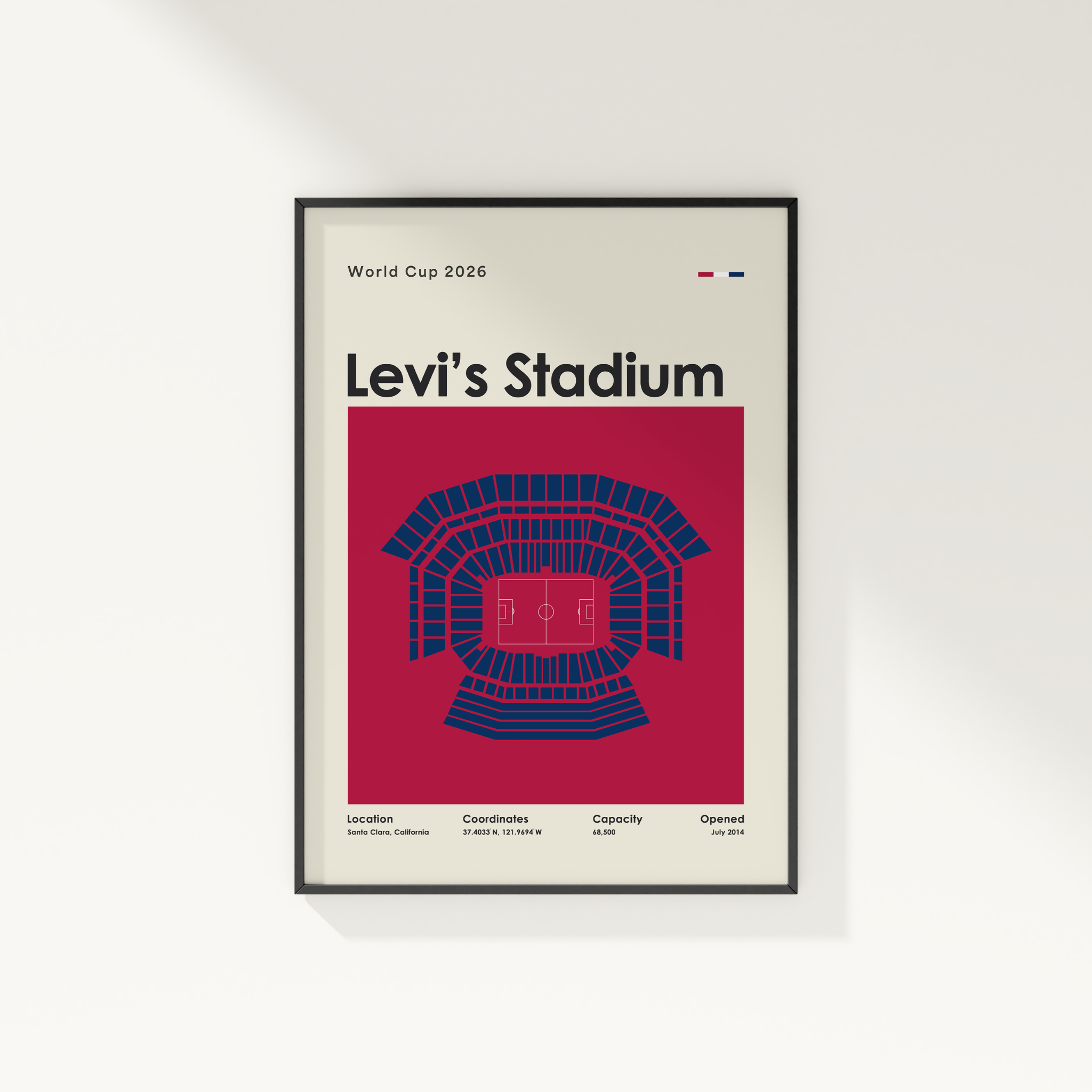 Framed poster of Levi's Stadium with seating chart on a white background