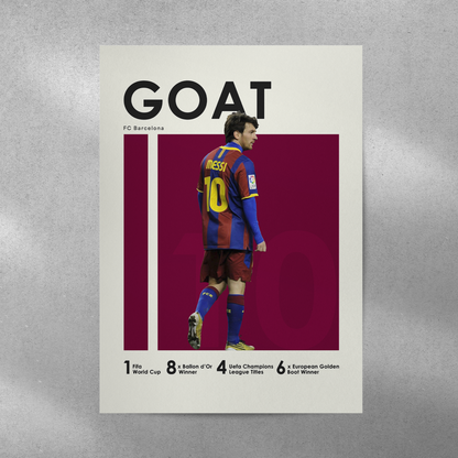 poster mockup of soccer player lionel messi on a grey wall