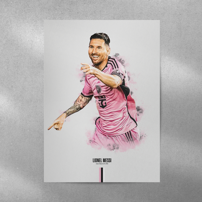 poster mockup of soccer player lionel messi on a grey wall