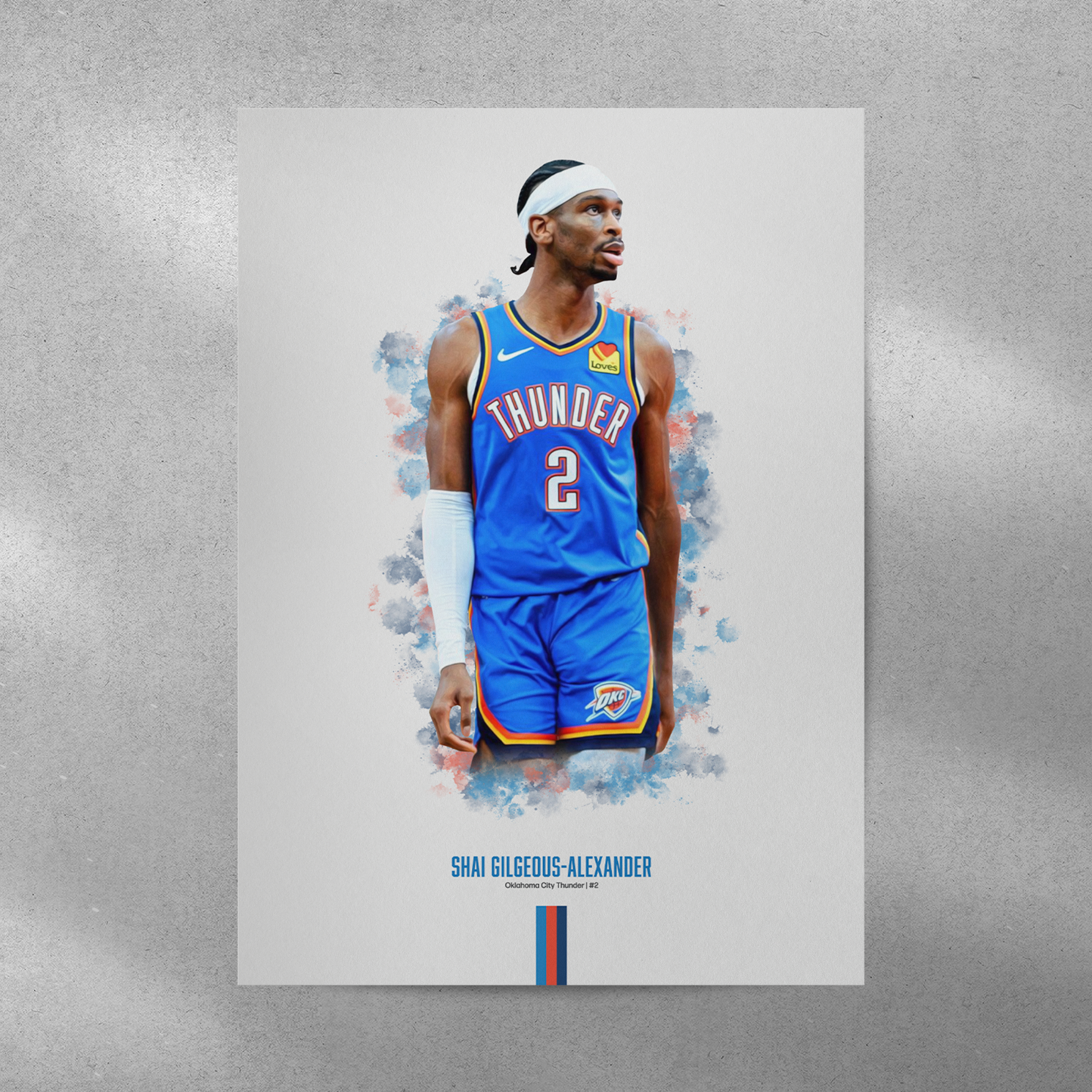 poster mockup of basketball player shai gligeous-alexander on a grey wall