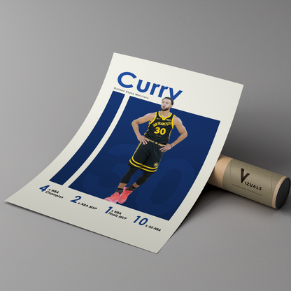 poster mockup of basketball player steph curry leaning on a cardboard tube