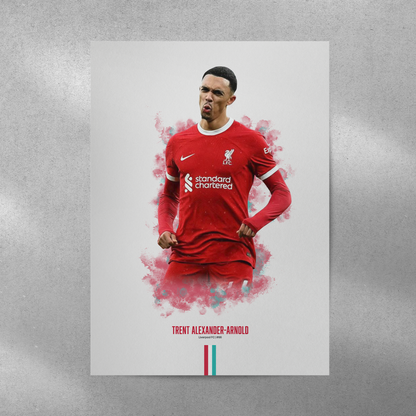 poster mockup of soccer player trent alexander-arnold on a grey wall