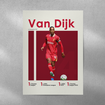 poster mockup of soccer player virgil van dijk on a grey wall