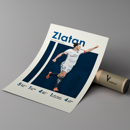 poster mockup of soccer player zlatan ibrahimovic leaning on a cardboard tube